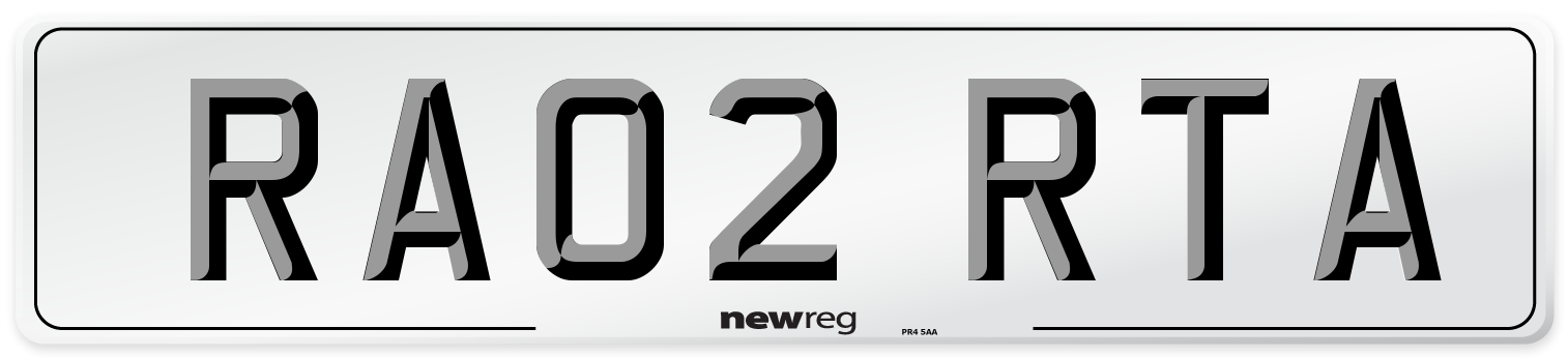 RA02 RTA Number Plate from New Reg